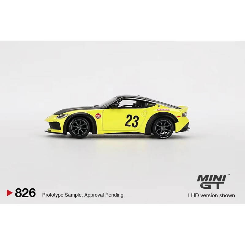 MINIGT-modelo amarelo carro diecast, coleção brinquedos, LBWK 400 Z LB NATION WORKS, pré-venda, 826, 1:64