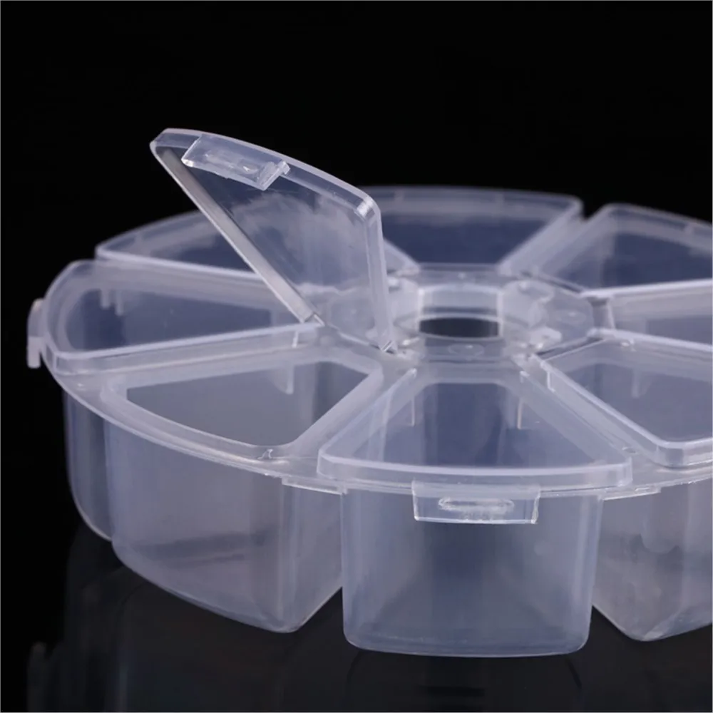 8 Grids Round Jewelry Organizer Box Clear Plastic Bead Containers for Gem Beads Crafts Jewelry Pill Storage Display Selling