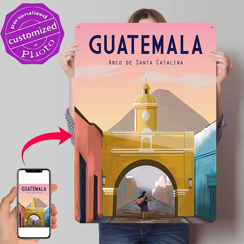 Antigua Guatemala Metal Poster Perfect Gift for Fans Lovers Personalized Wall Art Metal Sign for Room Decorating Interior Decor
