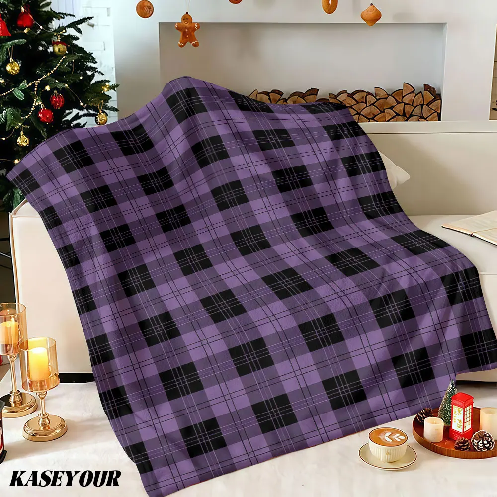 Purple Plaid Winter Summer Flannel Blanket Throw Fleece Soft Fuzzy Plush Cozy Fleece Blankets for Sofa Ideal Gifts