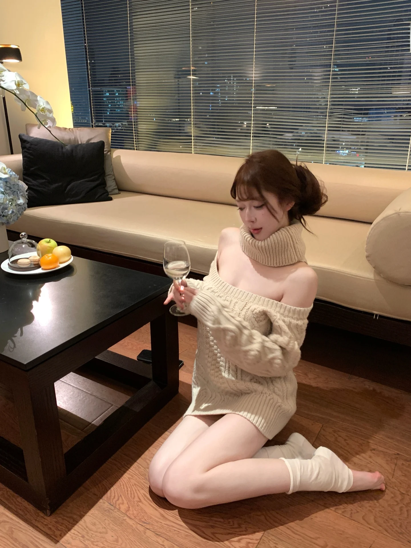 

M900 Bal трикотажное платье с высоким воротником, женская осенне-зимняя свободная длинная верхняя одежда с очками све, юбка с запахом