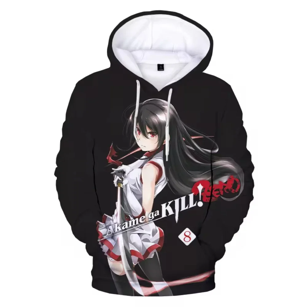 Classcal Anime Akame Ga Kill 3D Printed Men's Hoodie Harajuku Long Sleeves Outdoor Pullover Sweatshirt Kids Unisex Clothing