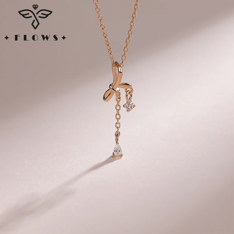 

Sterling Silver 925 Bowknot Necklaces for Women Luxury Crystal Gold Necklace Exquisite Clavicle Chain Choker Party Jewelry Gift