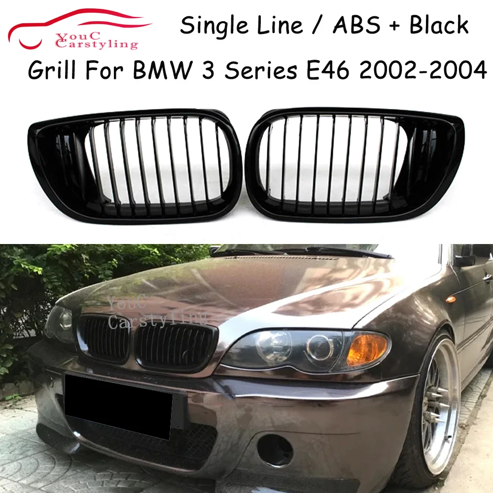 

E46 Front Kidney Grille ABS Car Styling Accessories Grills for BMW 3 Series E46 4-door Sedan 318i 320i 325i 330i 2002 - 2004