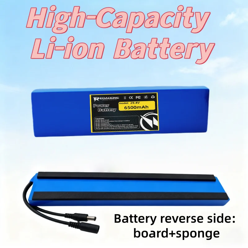

24V 6500mAh 7S2P 18650 Lithium Ion Battery 29.4V Rechargeable with Protective Cotton, for DIY Scooter, Bicycle, Tools