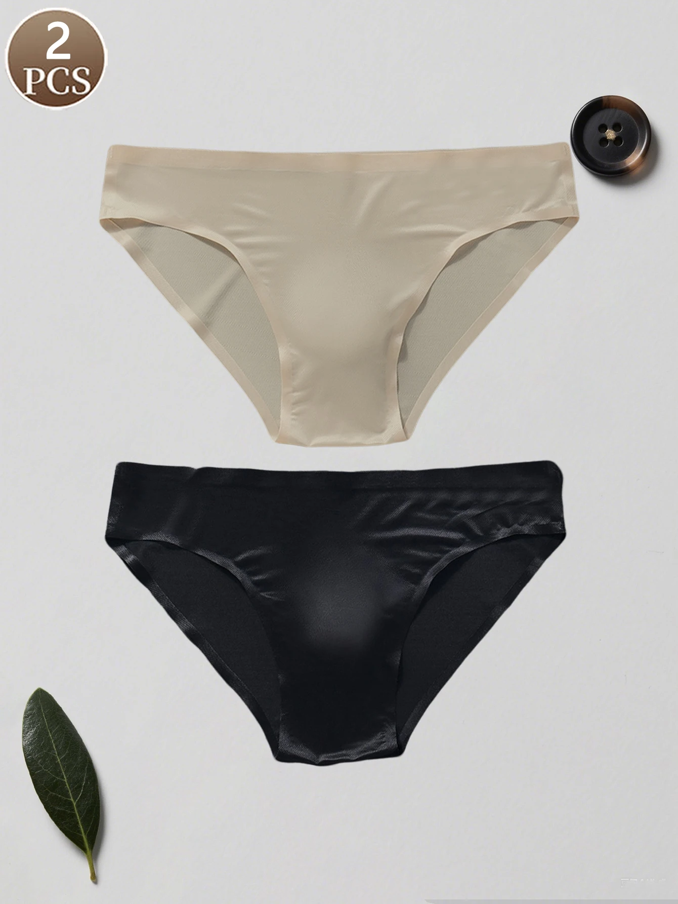 

2PCS men's briefs fashionable solid color men's ice silk casual sports underwear low waist soft and comfortable men's briefs