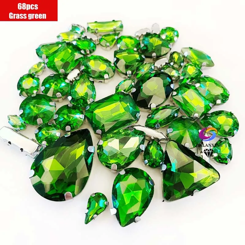 68Pcs Mix Kristall Splitter Klaue Einstellung Strass Nähen Kleiden Für Handarbeit Stein DIY Nähen Auf Hochzeit Kleid Schuhe Taschen – Detail 21
