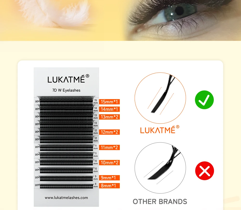 LUKATME 7D W-Form Wimpernverlängerungen, vorgefertigte Fächer, Mega-Volumen-Wimpernbüschel, C/D-Curl, Easy Fan 7D Wimpern, 8-15mm Mix für den Salon – Detail 5