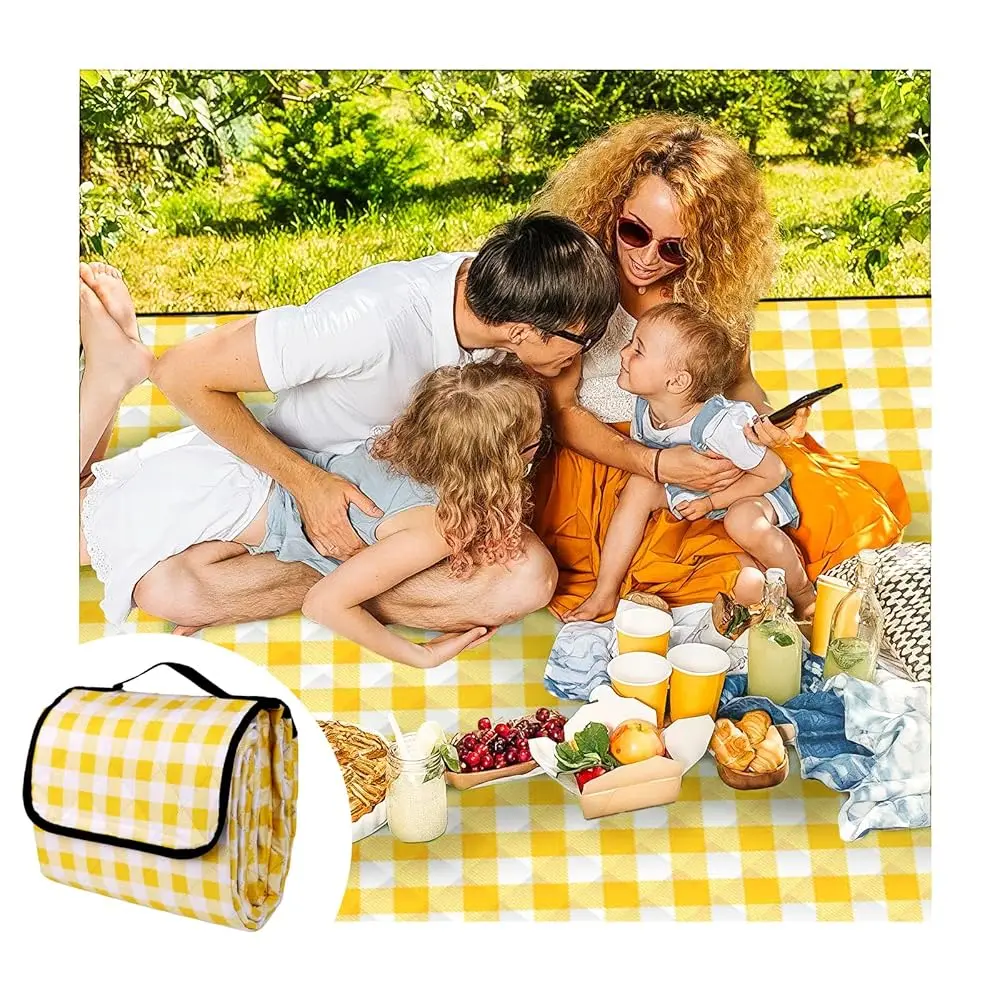 

Пляжные одеяла для пикника, очень большие, 79x79 дюймов, толстые 3-слойные водонепроницаемые коврики для кемпинга, походов, парков, портативные.