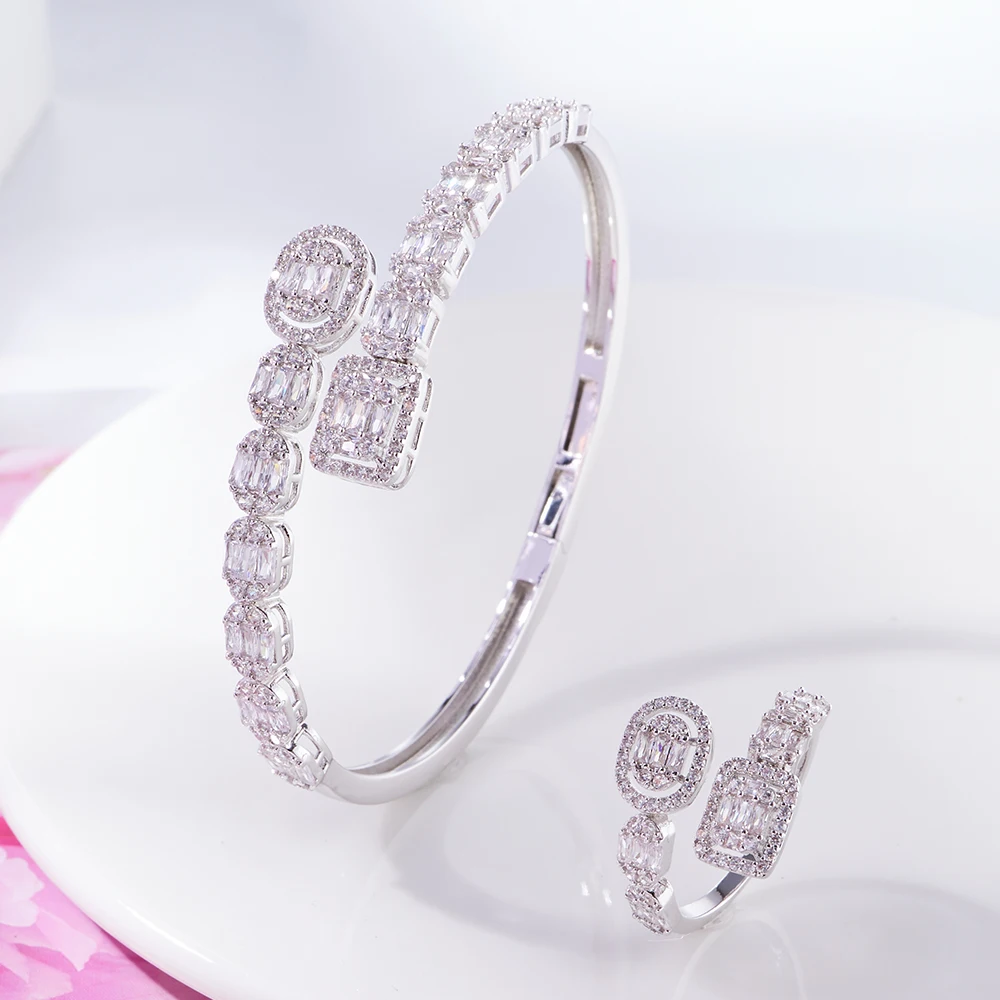 

IN JEWELIFE модные браслеты с кубическим цирконием, браслеты с кольцом, роскошный комплект ювелирных изделий для женщин, позолоченный браслет, ювелирные изделия