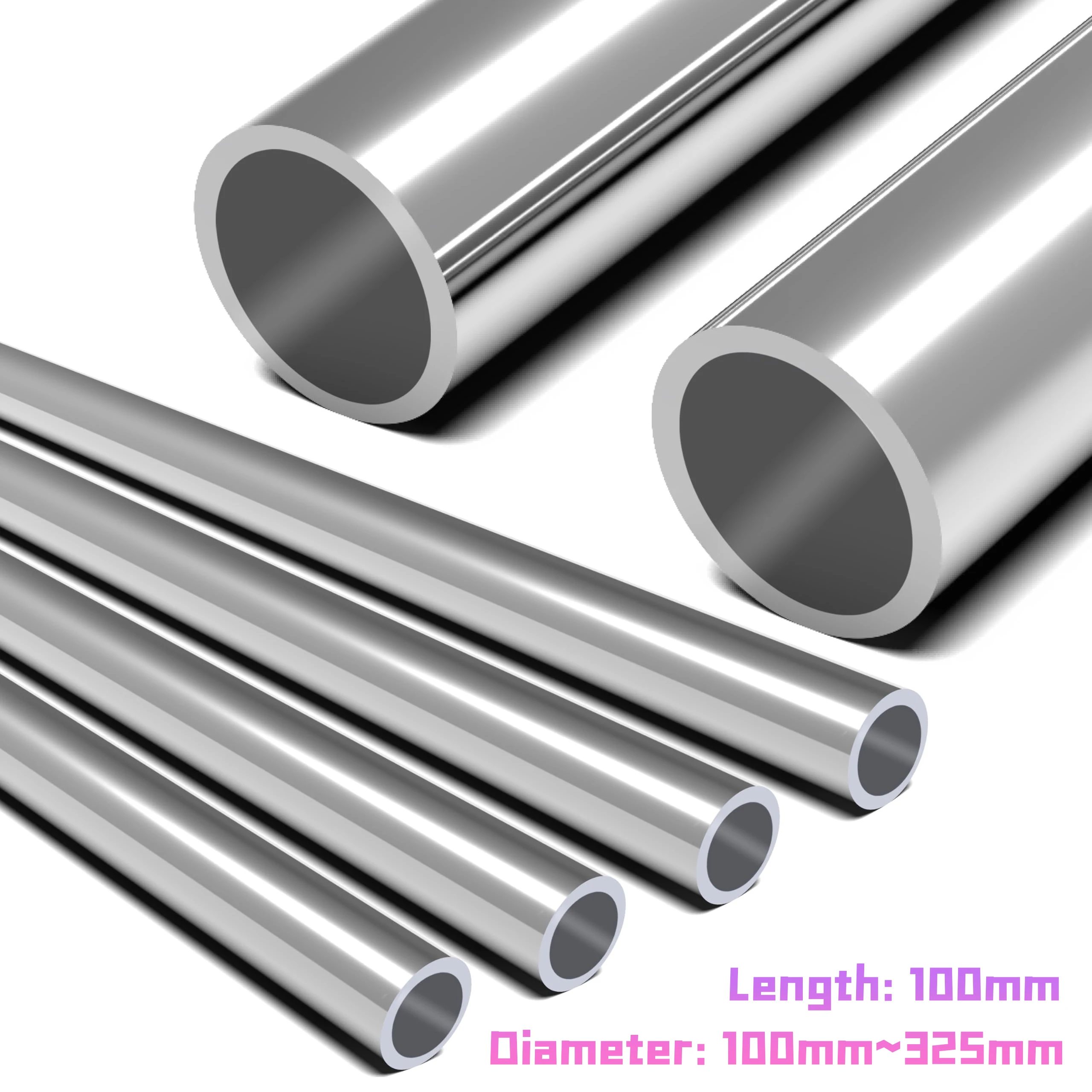 Stainless Steel Round Tube Pipe 304 Grade Dia 100-325mm Length 100mm (3.93 in) Various Round Metal Pipe Industrial Straight Tube