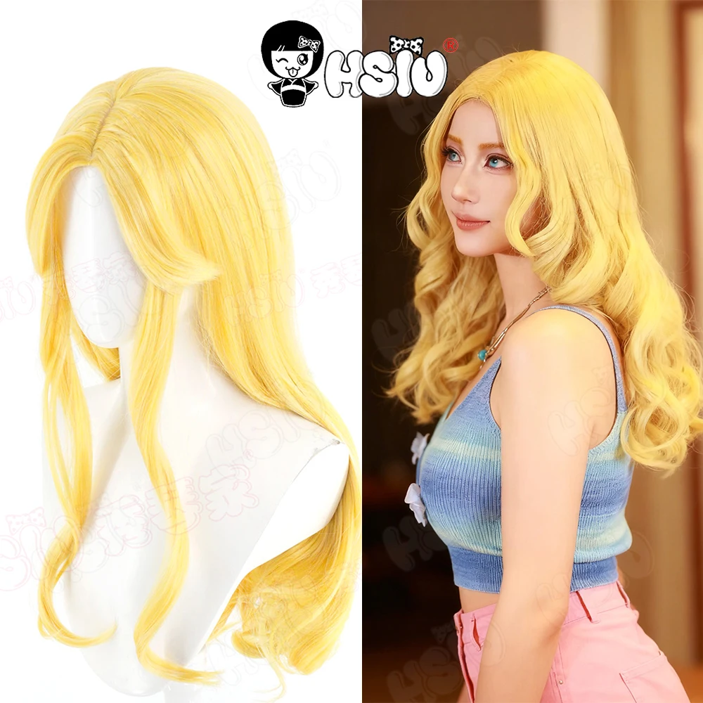 

Haley Косплей Парик HSIU 75 см длинные желтые волосы Синтетический парик + шапочка для парика ИГРА Stardew Valley Haley косплей