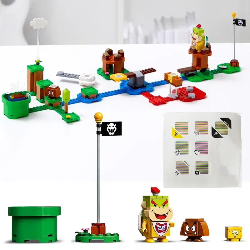 Compatible Sets Super Bros. Series MOC Scan Code Building Blocks Adventures with Marioed Starter Course Children's Toys Gift