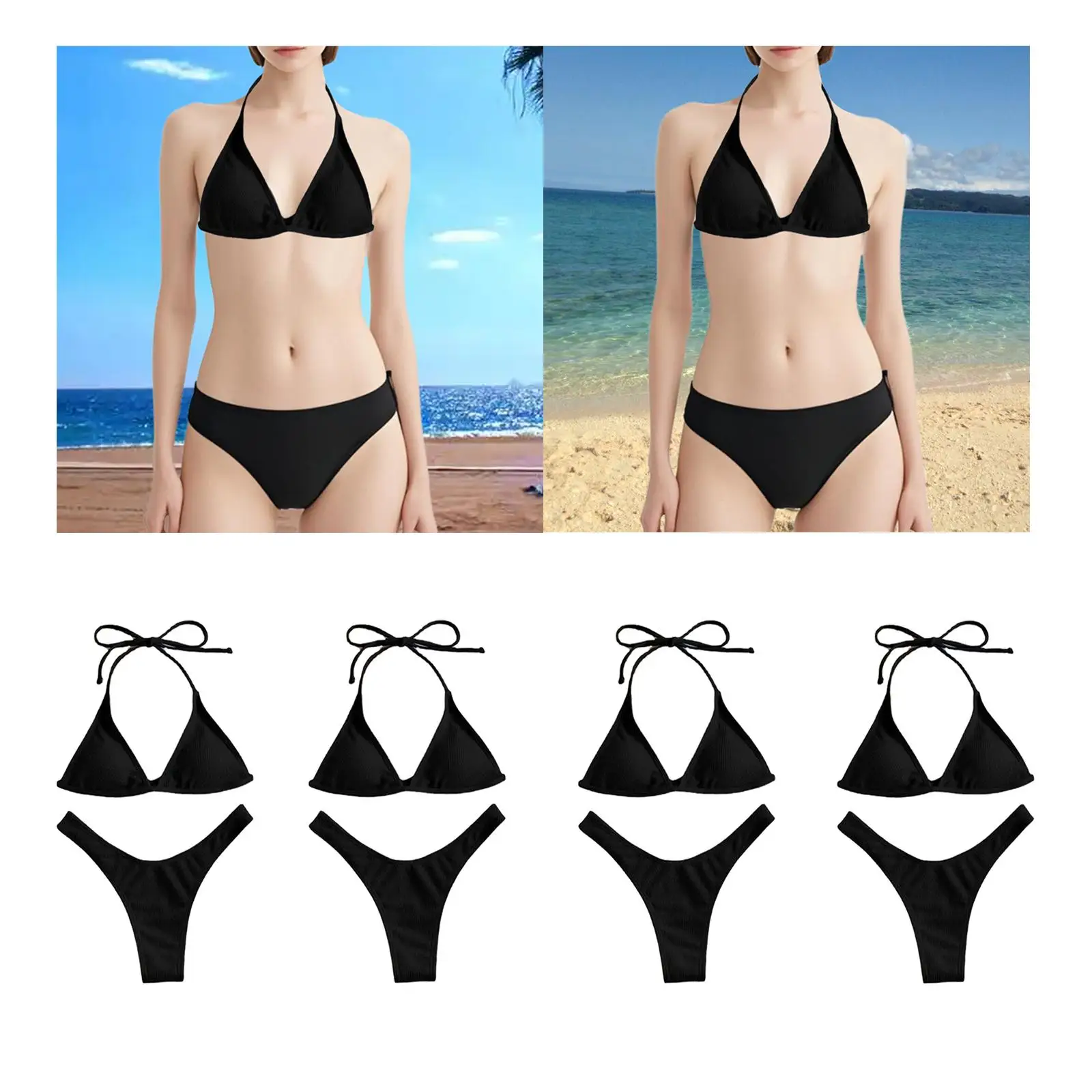 

Women's Triangle Bikini Set Fashion Polyester Female Top and Bottom Beachwear Swimwear for Club Swim Pool Travel Beach Vacation