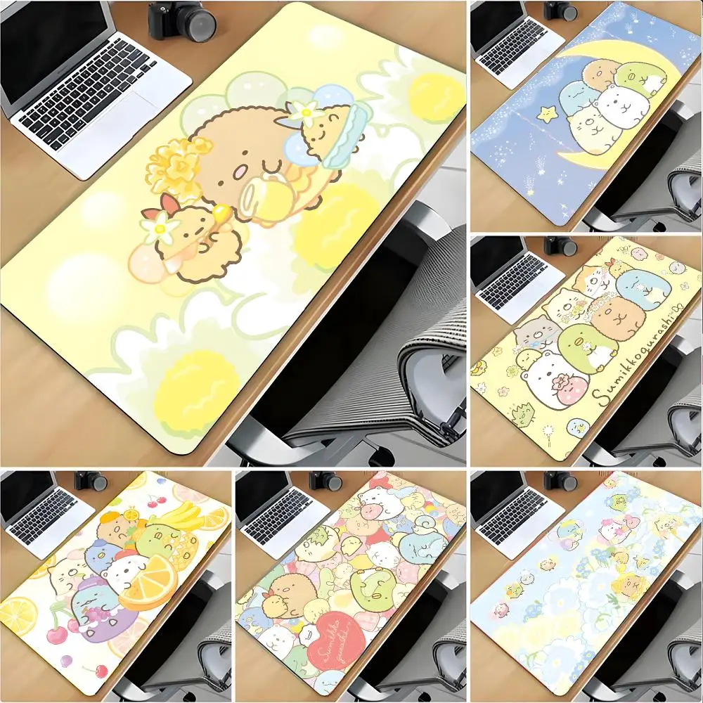 Kawaii Decor S-Sumikko Gurashi Mouse Pad Large Mouse Pad Desk Mat Non‑Slip Gaming Board Game Mat with Stitched Edges