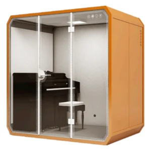 Modern Acoustic Phone Booth with Soundproof Hollow Design Movable Silenced Workspace for Office or Home for Outdoor Use