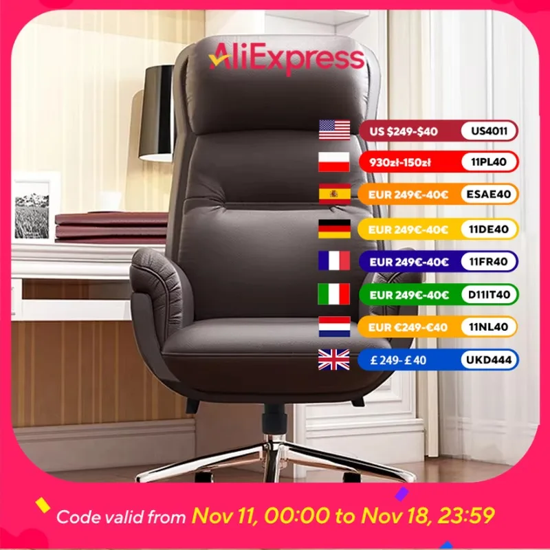 

Support Armrest Office Chair Luxury Brown Elegant Comfortable Relaxing Gaming Chairs Wheel Nordic Poltrona Office Furniture