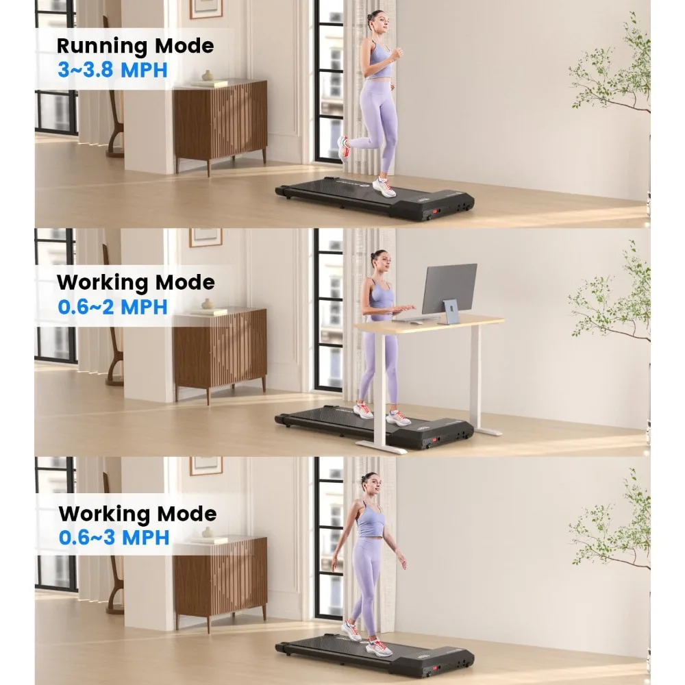 Walking Pad 2 in 1 Under Desk Treadmill，2.5HP Low Noise Walking Pad Running Jogging Machine with Remote Control for Home Office