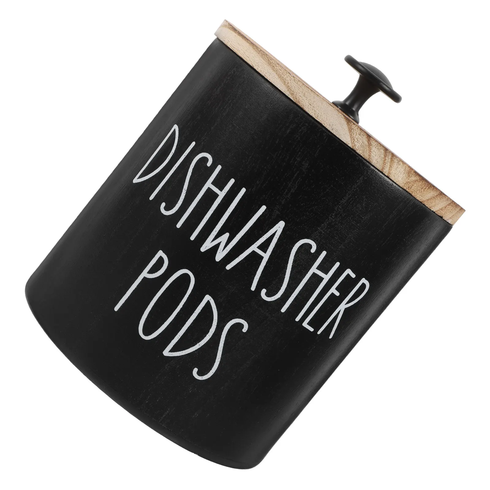 Natural Wood Dishwasher Pod Holder Round Design Airtight Lid for Kitchen Bathroom Dishwasher Tablet Storage Container Laundry