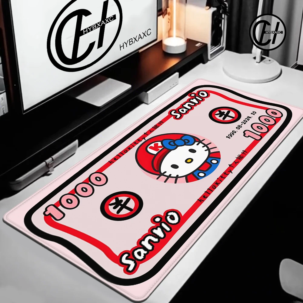 Kuromi Sanrio Anime Kawaii Cartoon Mouse Pad Large Size 120x60cm Mouse Keyboard Computer Dollar Bill Non-Slip Wear Resistant