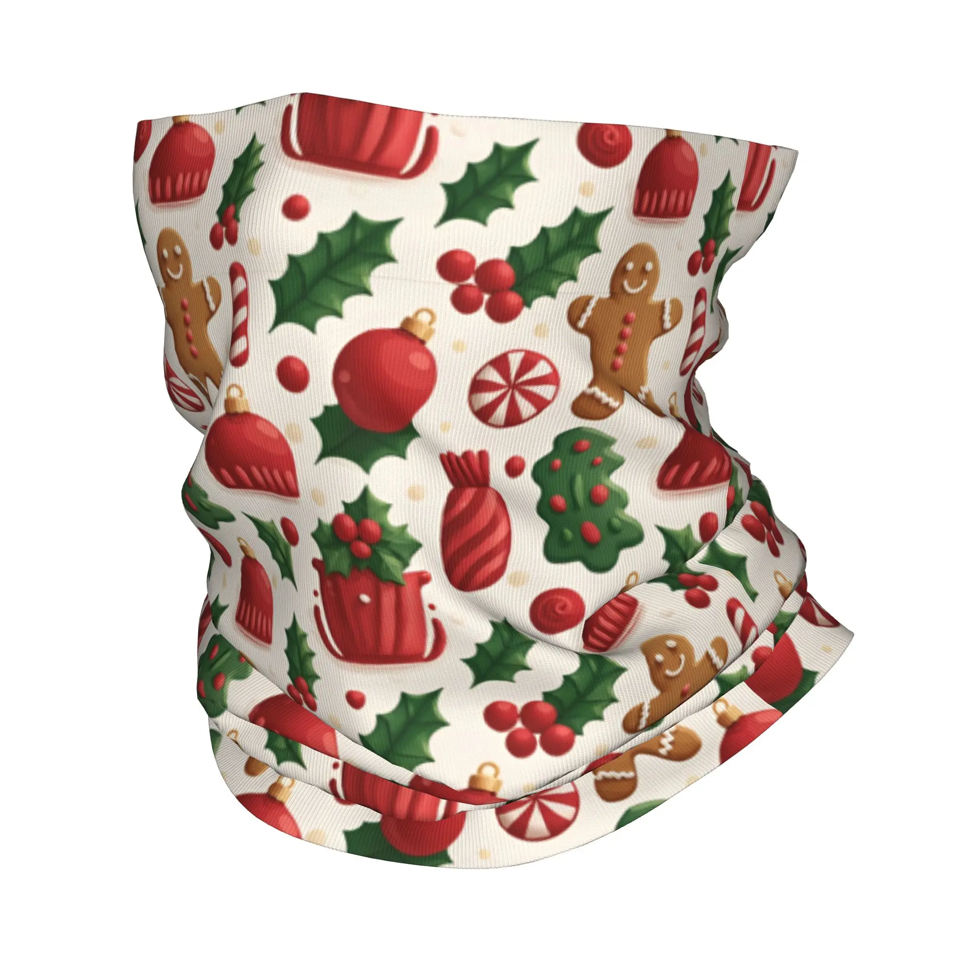 Custom Christmas Reindeer Neck Gaiter Women Men Windproof Winter  Bandana Scarf for Hiking