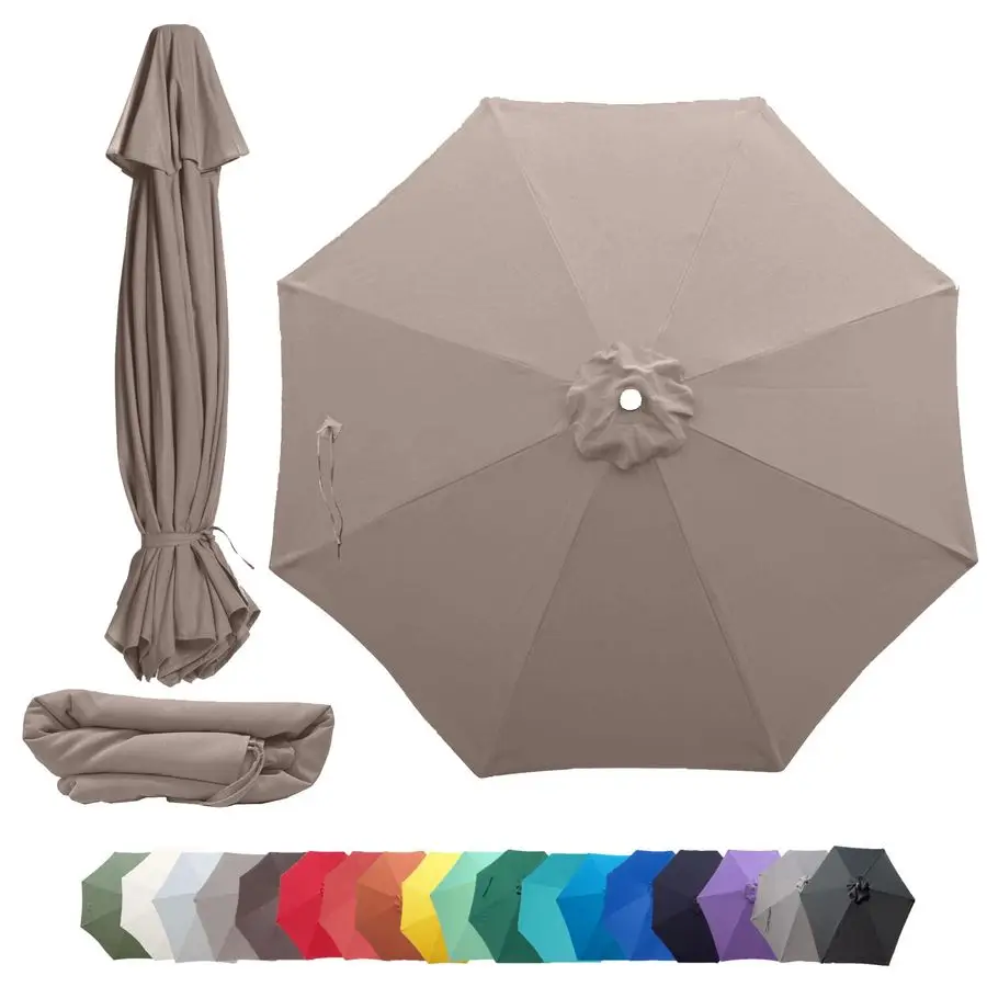 

9ft Market Patio Umbrella Replacement Canopy 8 Ribs Top Canvas 300D UV Protective and Water Resistant Umbrella Fabric Premium Qu