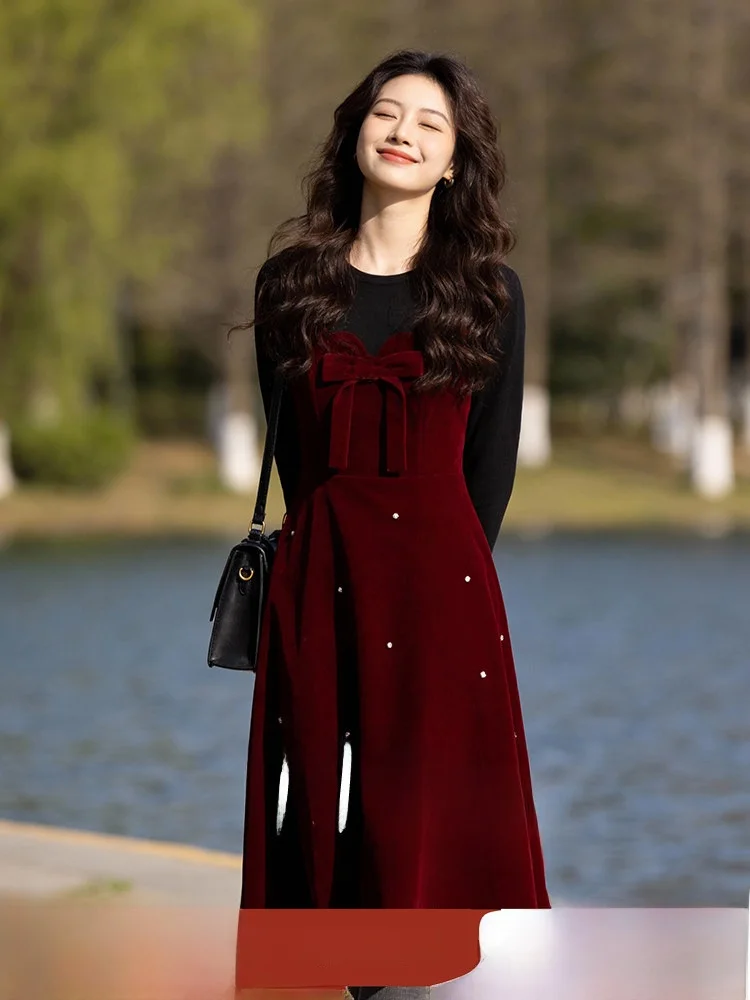 

Spring 2026 New Style Large Size Dress for Important Occasions Vintage Patchwork Long Dress by Wuji Home Elegant Commute Style