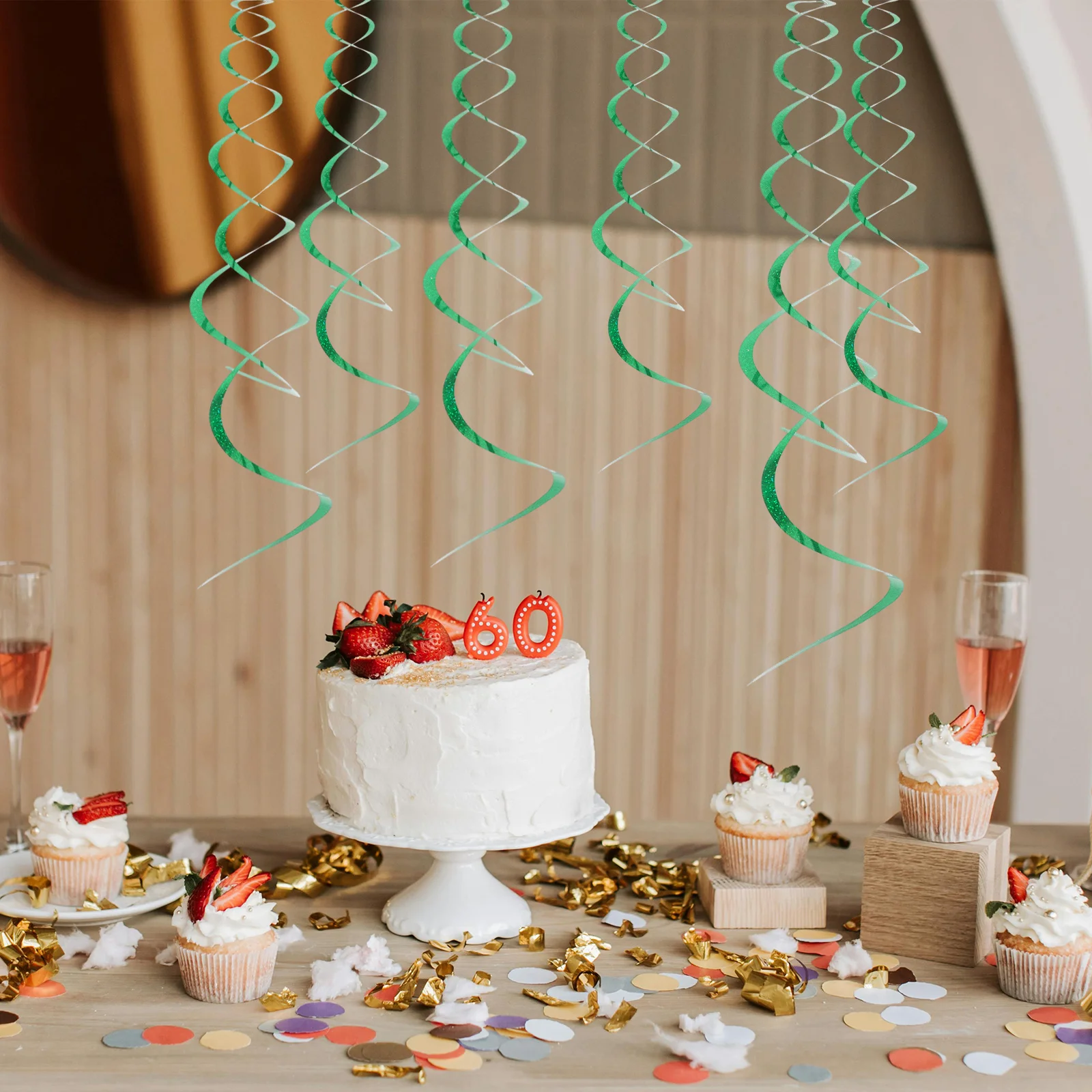 

6pcs Spiral Hanging Decoration Holographic Foil Swirls For Ceiling Door Wall Wedding Birthday Graduation Valentine New Year