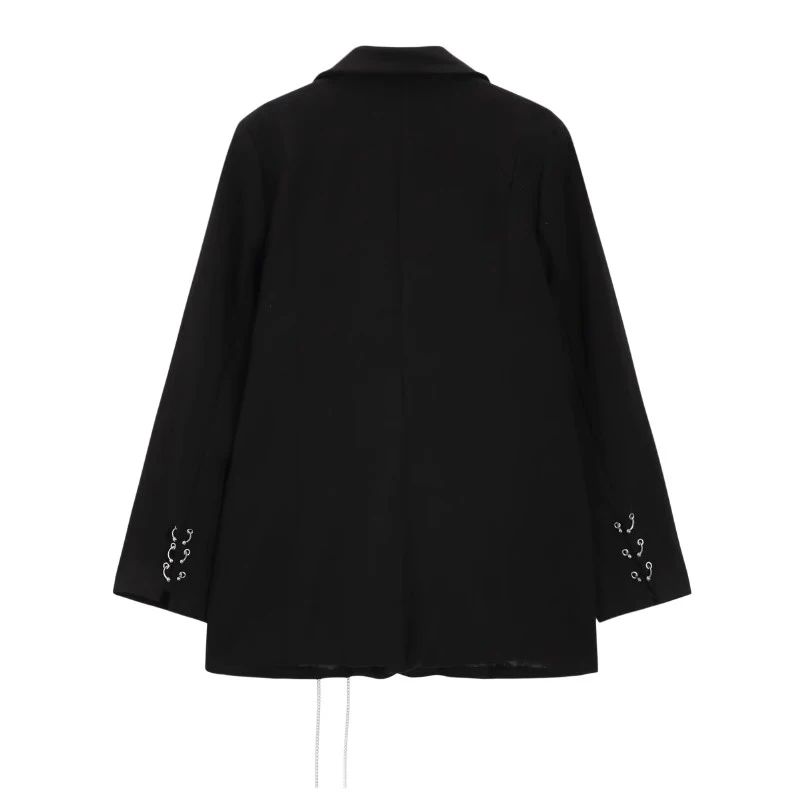 2025 Autunno Nero Blazer Cappotto Donna Coreano Casual Allentato Oversize Monopetto Couverture Colletto Manica Lunga Giacca da Donna