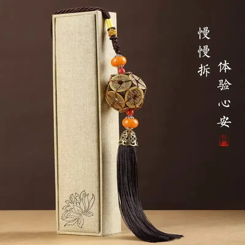 

Brass Five Emperor Money Pendant Car Car Interior Crafts Pendant Living Room Bedroom Porch Office Decorations Attraction Wealth