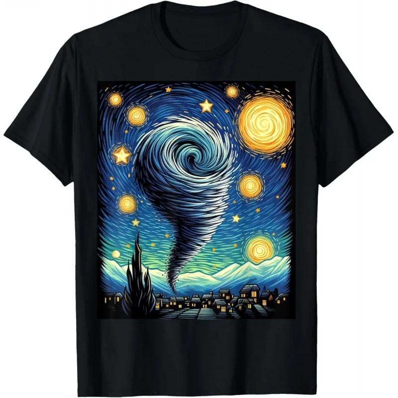 Tornado Starry Night Men's Creative Pattern Printed T-shirt