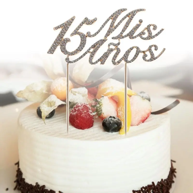 Sparkling Bling Number 15 Mis Anos Letters Cake for Rhinestone Alloy Cupc