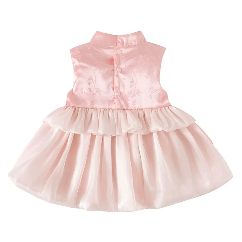 2026 Summer Dresses Fashion Chinese Style Sleeveless Mesh Cheongsam Birthday Pink Princess Toddler Dress Baby Newborn Items B309