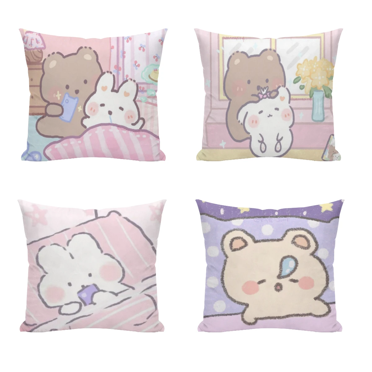 

Cute Bear Rabbit Tapestry Healing Warmth Cushion Cover 45x45cm Home Decor Sofa Pillow Home Pillowcase