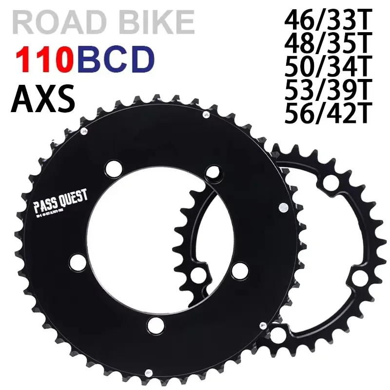 PASS QUEST 110 bcd chainring 5 bolt Narrow wide road bike Chain ring with bolts for SRAM axs 12 speed Shimano road bike tray