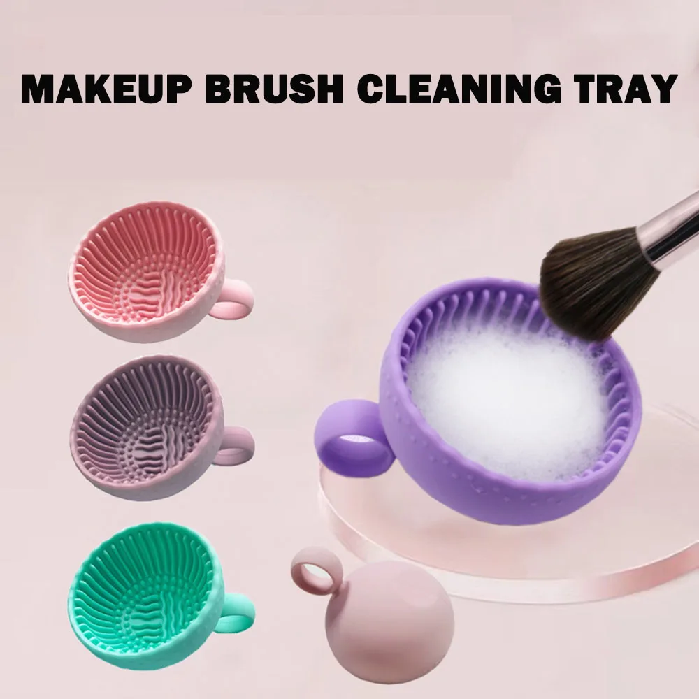 Silicone Makeup Brushes Cleaner Bowl Portable Beauty Brush Washer Make Up Tool Clean Pad For Eyeshadow Brush For Home Travel