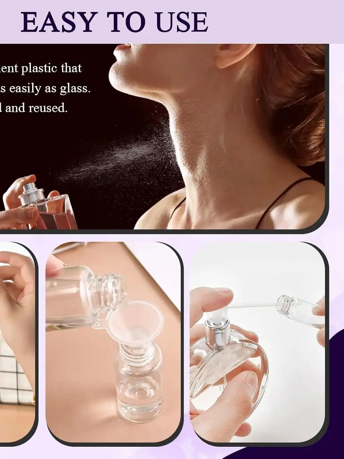 Pompe distributrice de parfum, 100 pièces, pompe de remplissage de parfum, pompe distributrice de cosmétiques, rechargeable de voyage, flacon pulvérisateur de parfum, outil de transfert