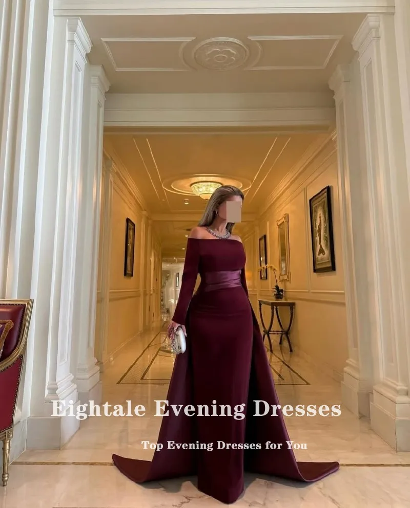 Eightale New Evening Dress off Shoulder Prom Gown Customized Stretchy Long Sleeves Wedding Party Dress Mermaid Robes De Soirée image 4