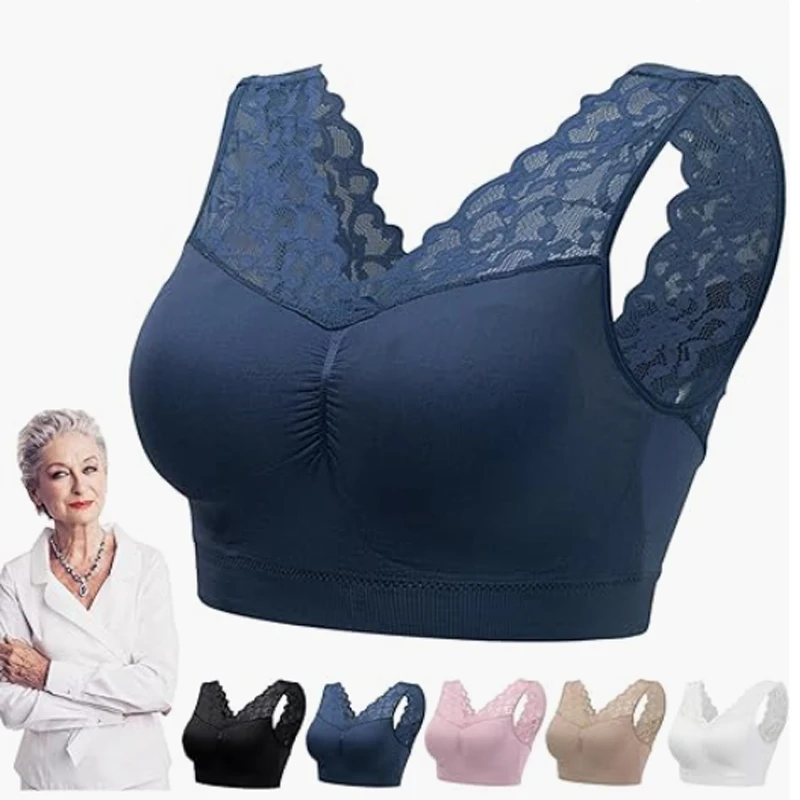 Luxe Lacelift Wirefree Bra No Steel Ring Breathable Anti-Saggy Breasts Bra For Older Women Seamless Large Size Underwear Vest