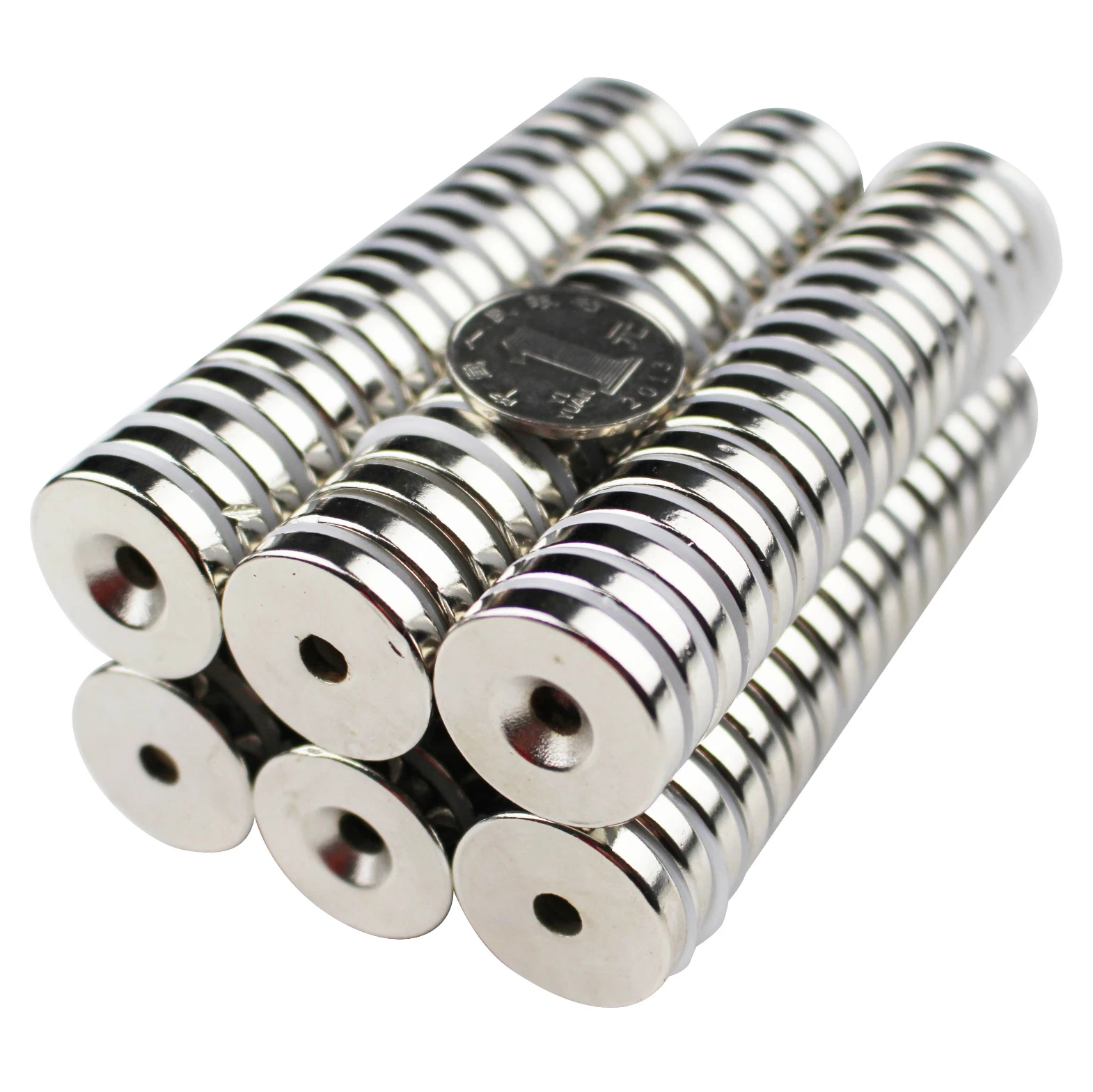 10 buah Magnet Neodymium kuat dengan lubang Dia 8mm-40mm dengan M3 M4 M5 Cincin penyerap lubang Bumi Langka Magnet berlubang N52