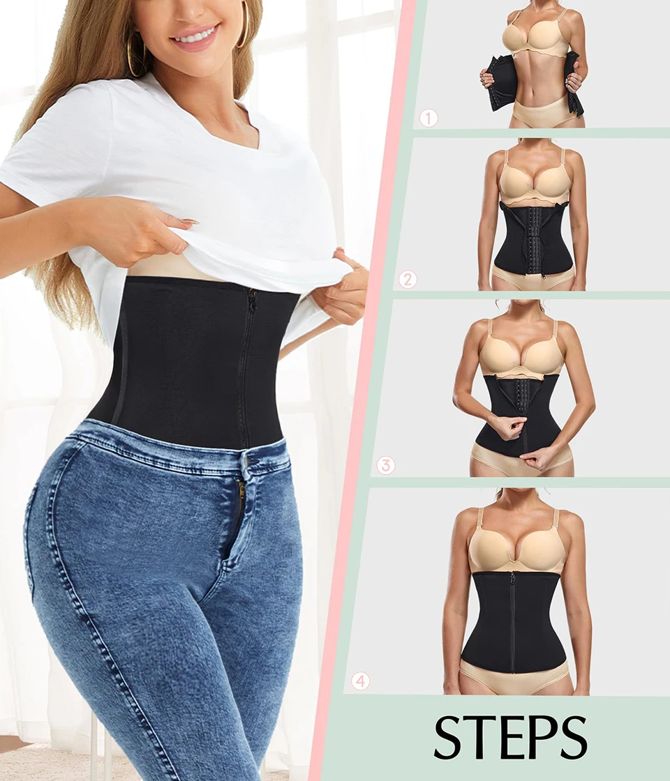 Waist Trainer Double Pressing Cincher Underbust Corset Body Shaper Shapewear Slimming Zippered Belt Plus Size Fajas Girdles