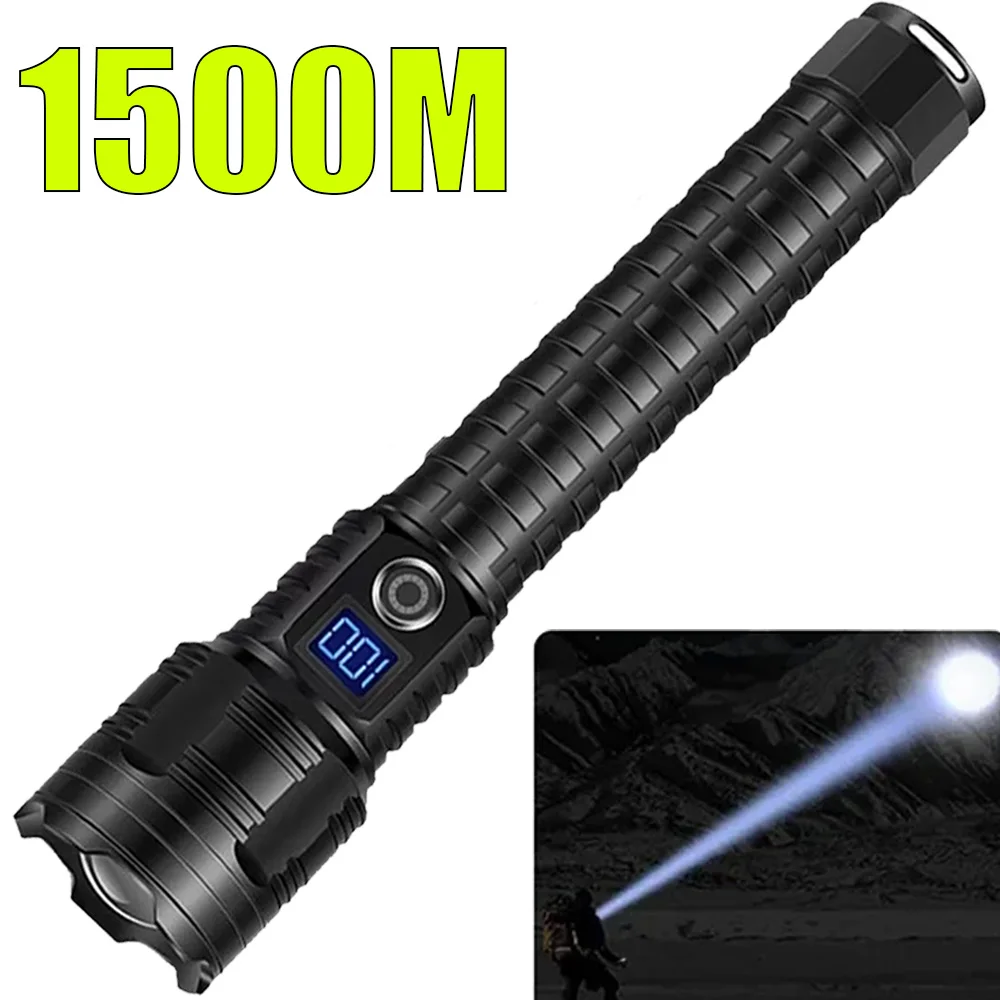 

1000000LM Most Powerful Led Flashlight Rechargeable 800W LED Flashlights High Power Zoom Torch Long Range 3000m Tactical Lantren