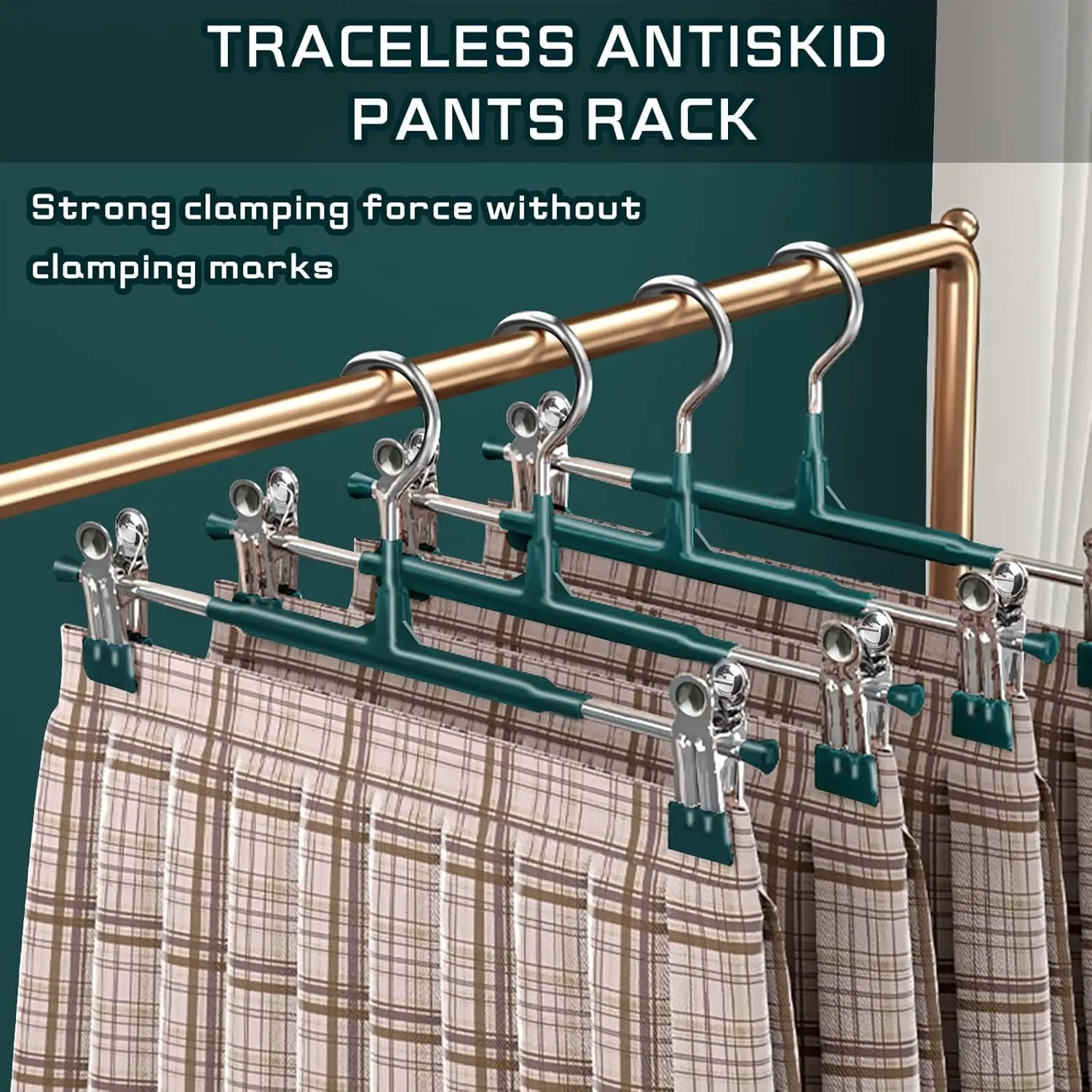Pants Hangers with Clips Adjustable Skirt Hangers for Women Non-Slip Trousers Hanger for Jeans Clothes Hangers for Pants
