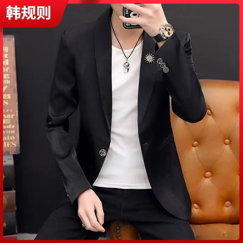 2-A25 British nightclub host performance wedding wear men\'s hairstylist suit shiatin tight small suit trendy jacket