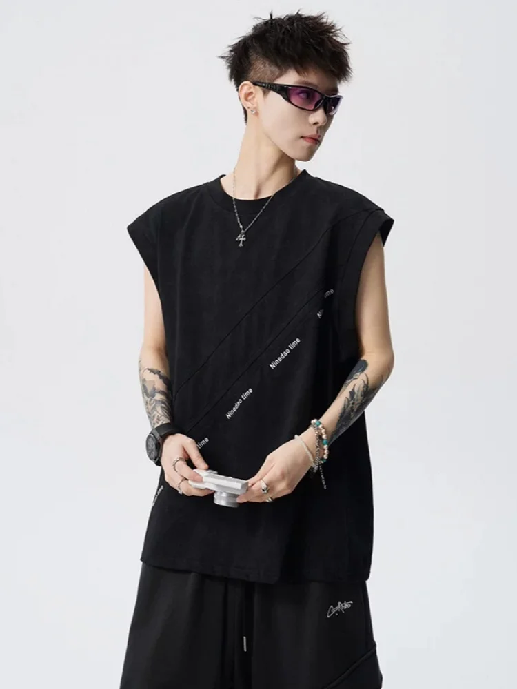 2026 Summer New Men Vintage Tie dye Tank Top Loose Trendy Casual Sleeveless Sports Fashion Waistcoat T-shirt