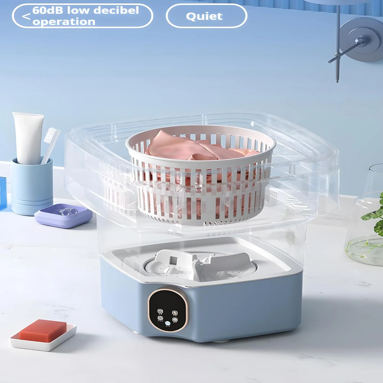 Portable washing machine, 12L folding  washing machine, deep cleaning underwear, baby clothes and  small clothes, suitable for a