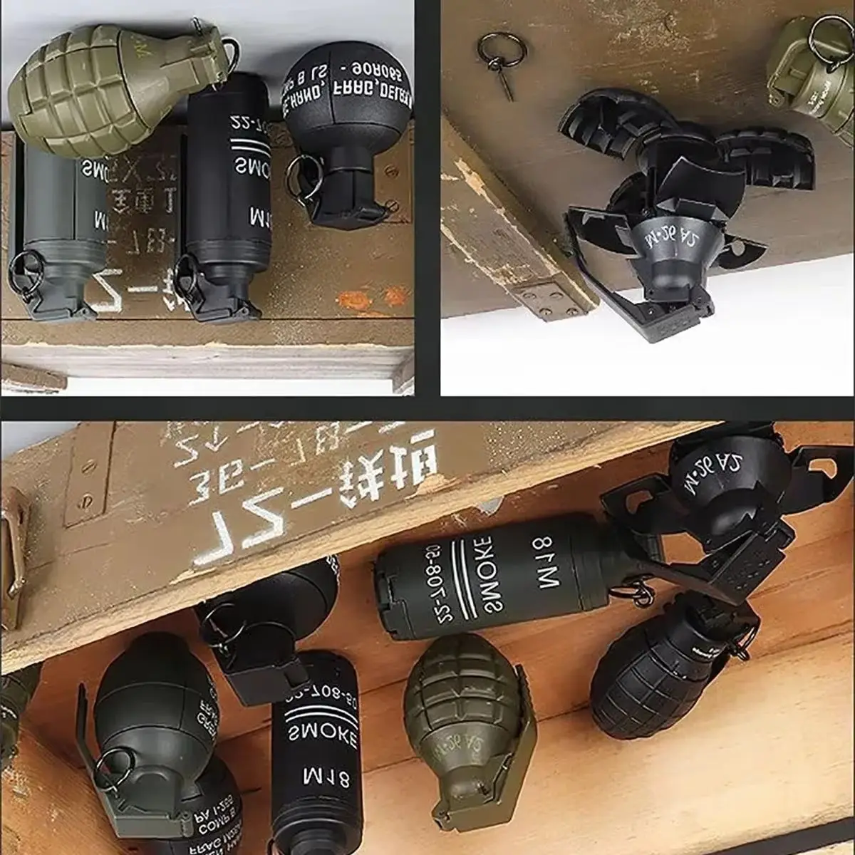 12 قطعة قنابل يدوية صدمية تعمل بالربيع من البلاستيك التكتيكي M67 قنبلة يدوية نموذج ألعاب لكرات الطلاء Airsoft CS ، دعامة لعب الأدوار