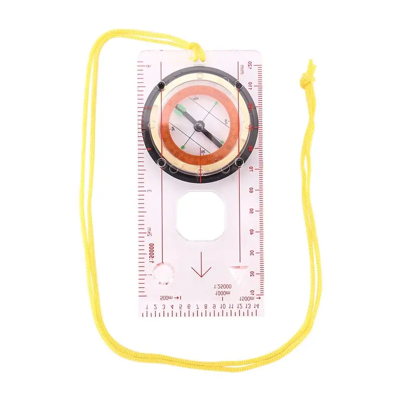 AEF5-Baseplate Ruler Compass Map Scale Magnifier With Strap Camping Hiking OCOMP7198