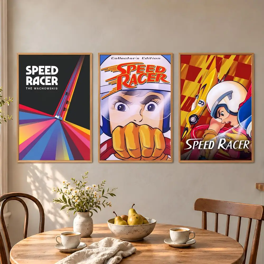 Movie Speed Racer Mach 5 Racer X Trixie Poster Aesthetic Wall Art Poster HD Waterproof PP Self Adhesive Bedroom Dorm Room Decor
