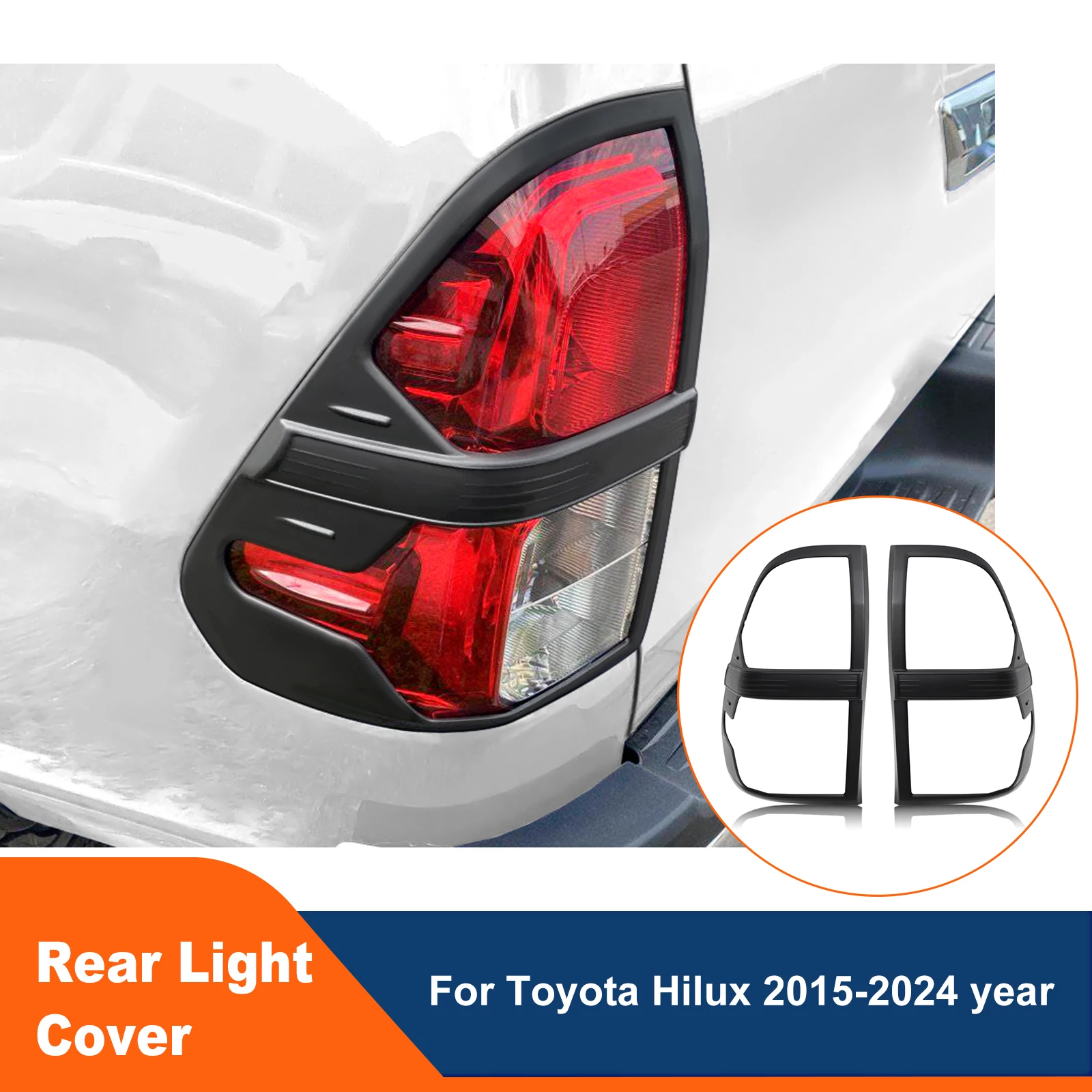 

Matte Black Tail Light Cover Protector For Toyota Hilux Revo 2015-2024 year Models Decorative Rear Lamp Shades 2Pcs/Set